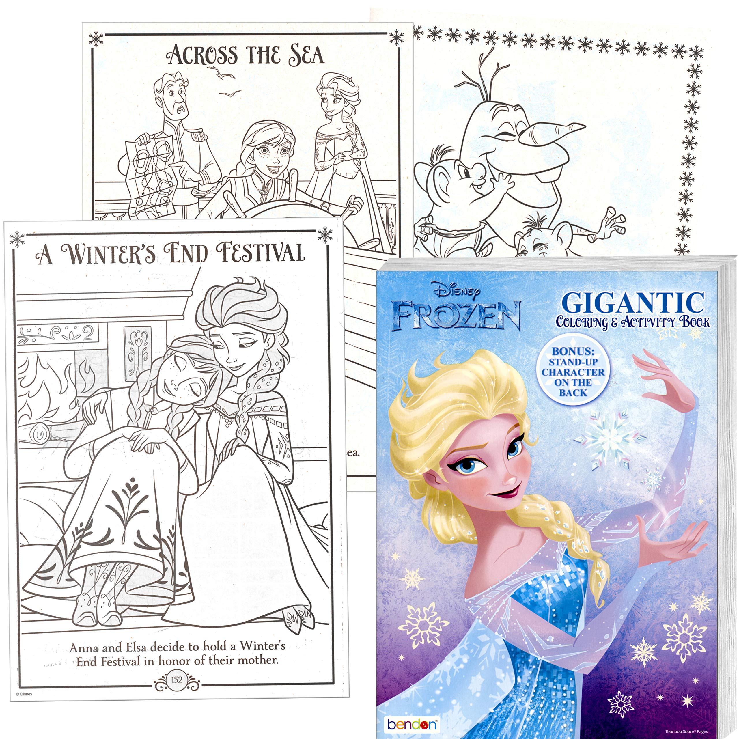 Bendon Frozen Coloring Book shows Olaf cutout back cover with stand for imaginative play.