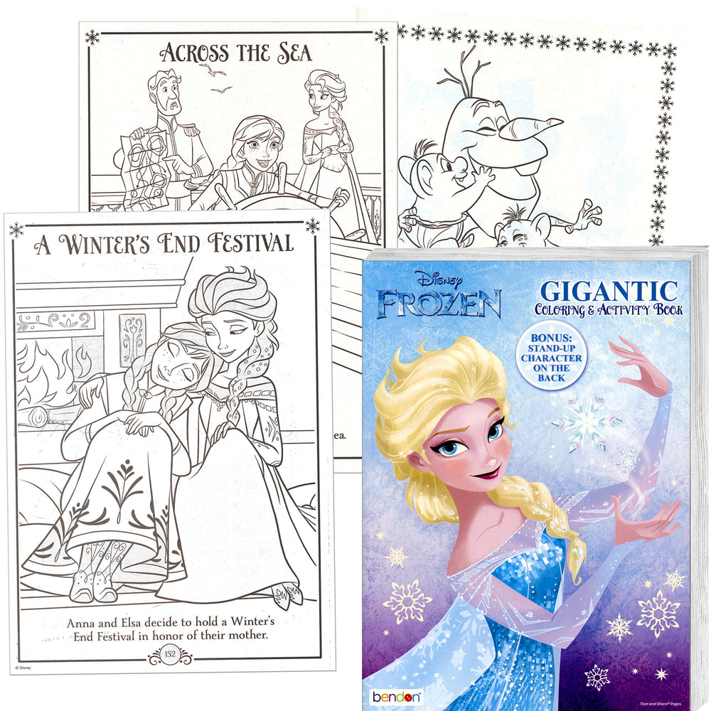 Bendon Frozen Coloring Book shows Olaf cutout back cover with stand for imaginative play.