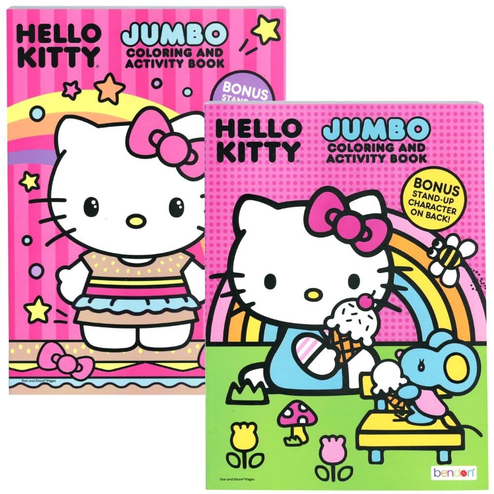 Bendon Hello Kitty jumbo coloring book cover, ideal for travel-friendly coloring and imaginative play