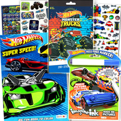 Bendon Hot Wheels coloring book cover with bold race cars for vibrant, screen-free entertainment.