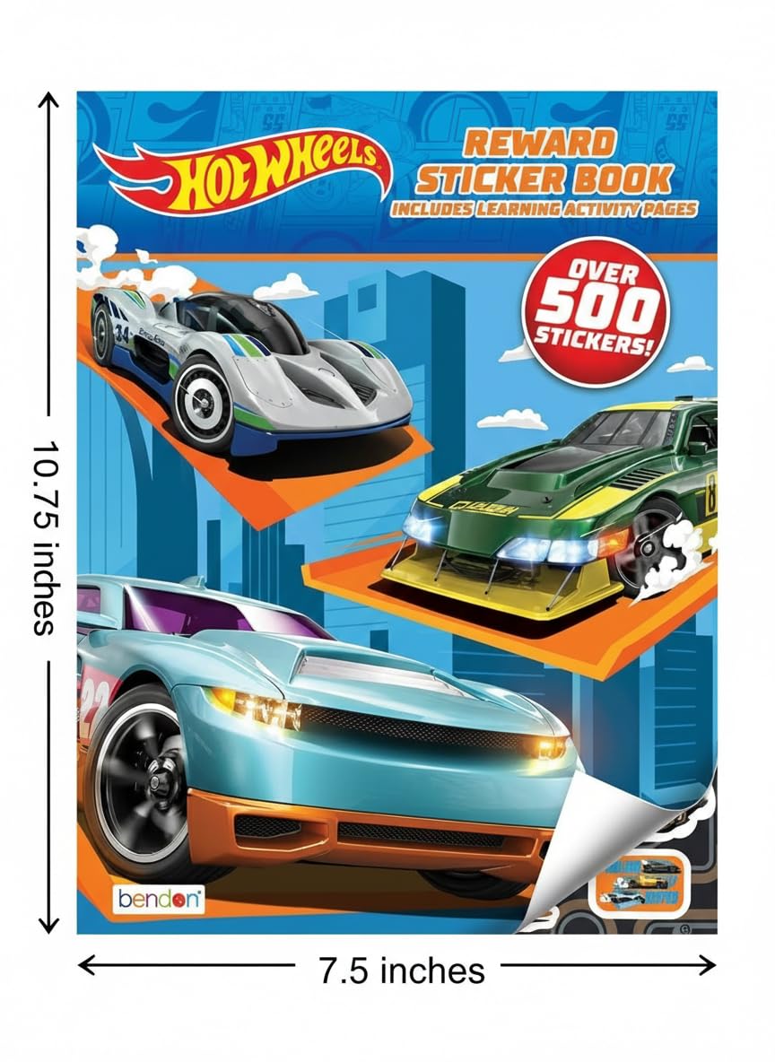 Close-up of vibrant Hot Wheels sticker sheets for rewards and creativity.