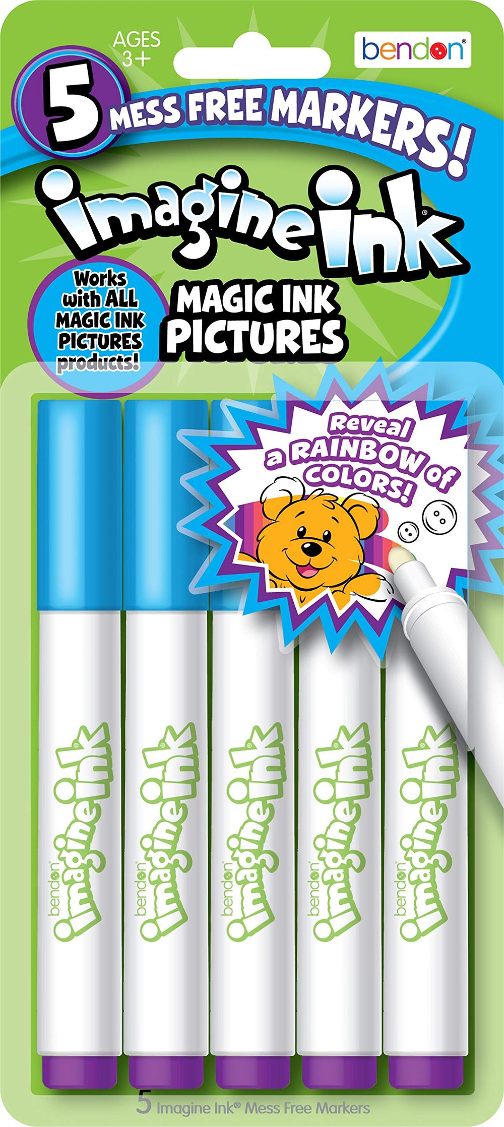 Bendon Imagine Ink 5-pack refills for mess-free coloring at home.