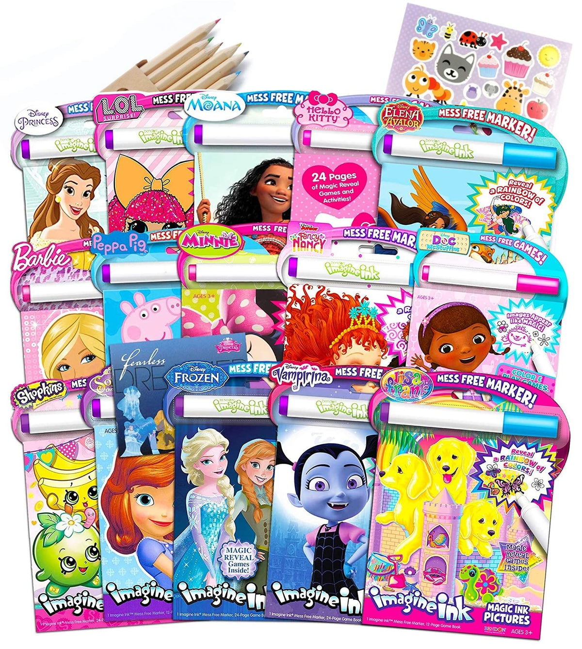 Bendon Imagine Ink books cover with colorful designs for kids' creative play
