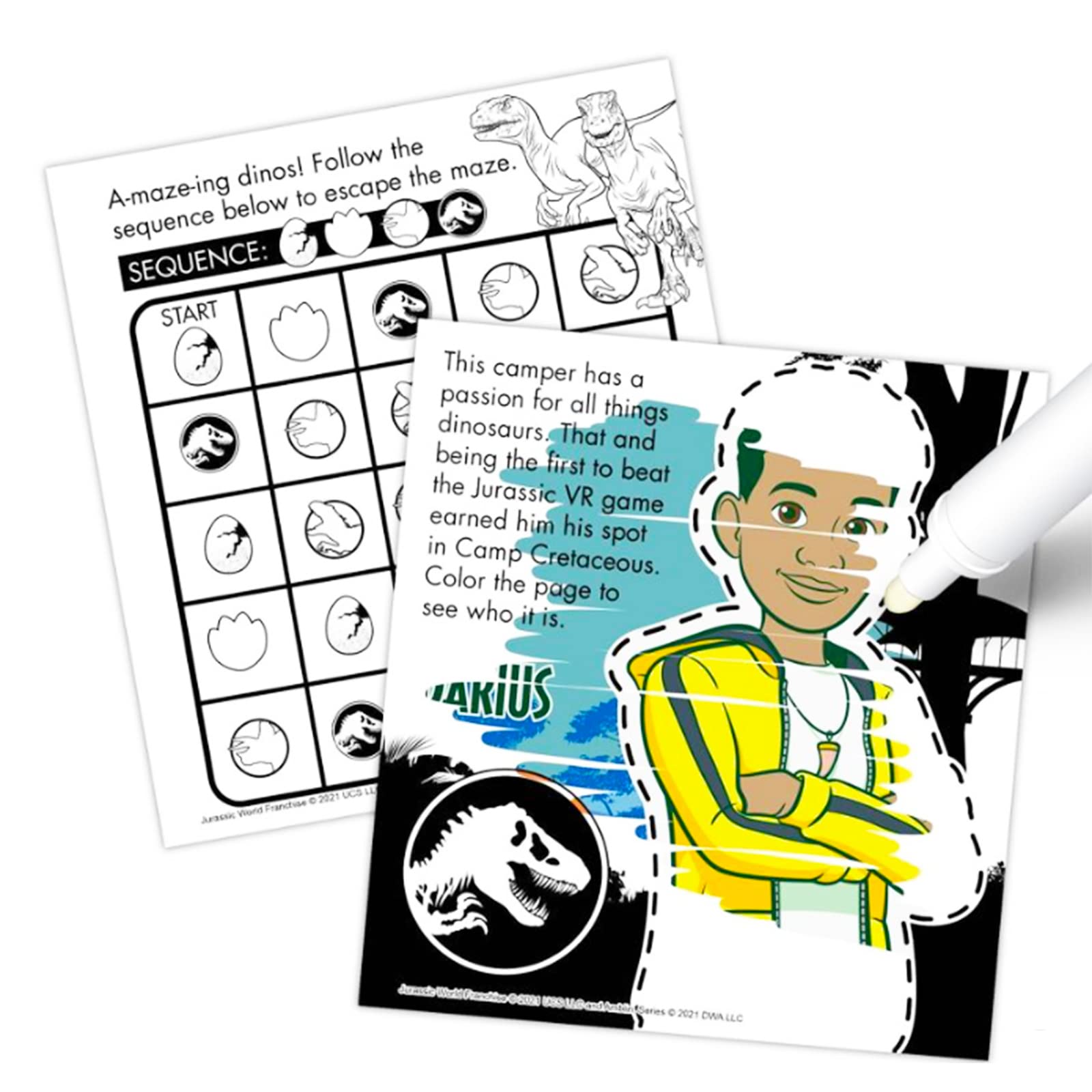 Bendon Camp Cretaceous Imagine Ink with water pen, mess-free and magical color reveal.