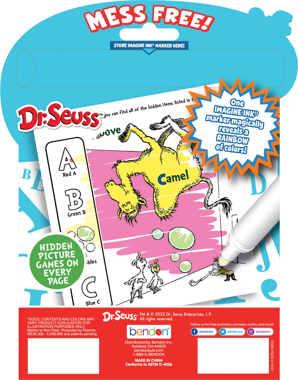 Bendon Imagine Ink marker included for mess-free drawing with Dr. Seuss characters