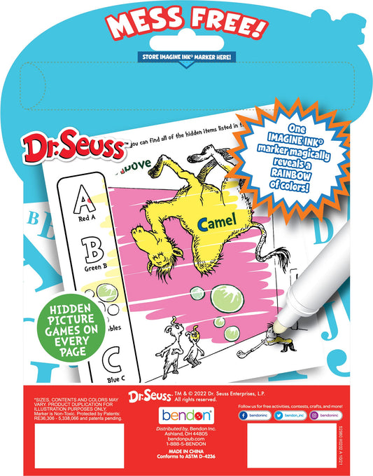 Bendon Imagine Ink marker included for mess-free drawing with Dr. Seuss characters