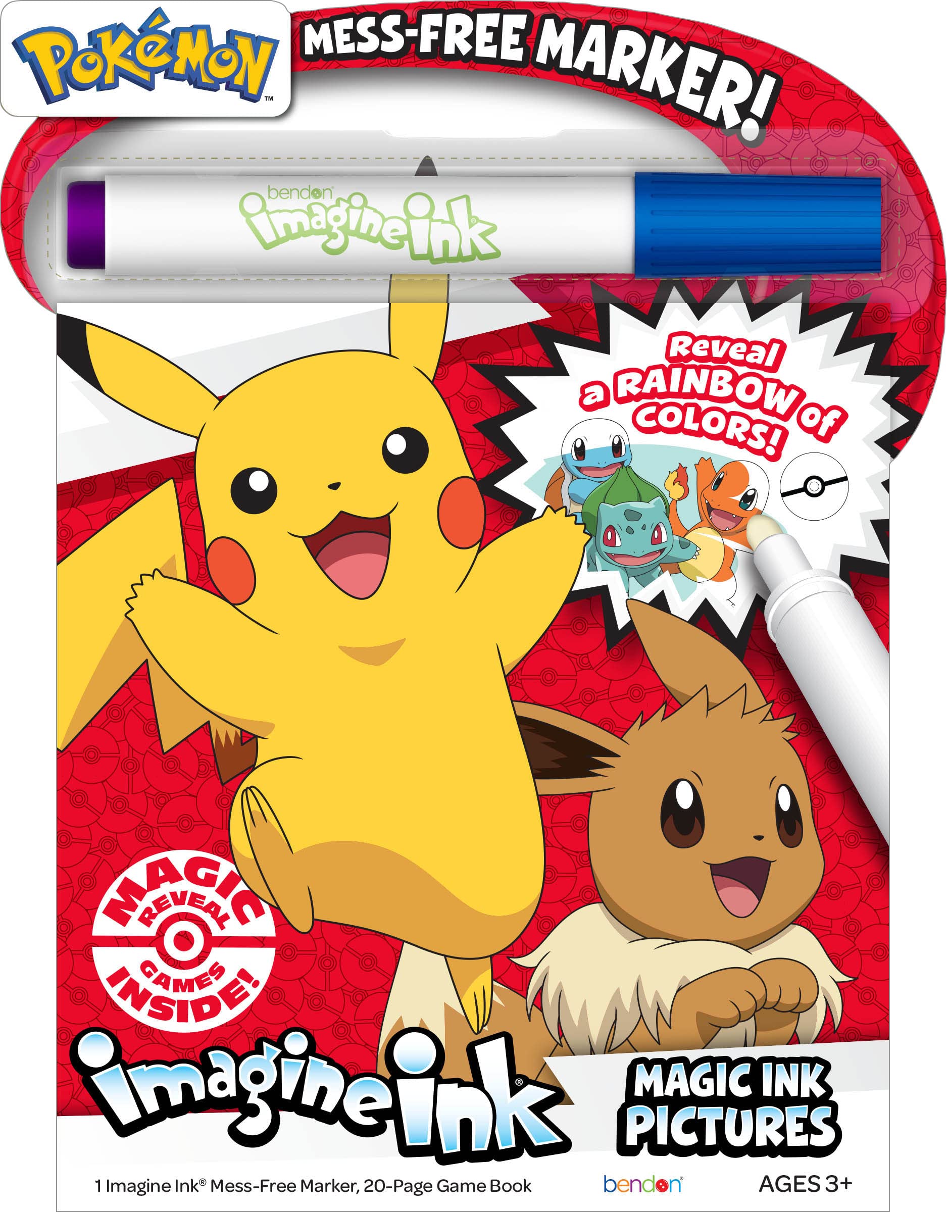 Bendon Imagine Ink Pokemon magic ink pictures page spread for mess-free creativity.
