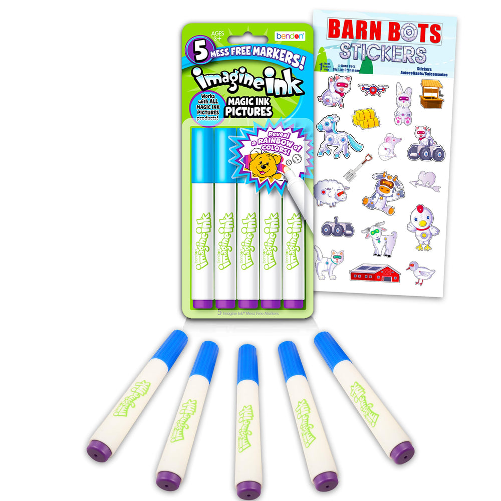 Bendon Imagine Ink 5pc refill set for mess-free coloring in Imagine Ink books