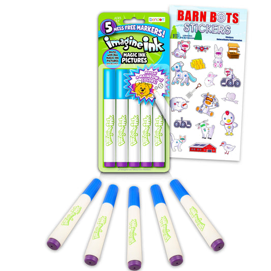 Bendon Imagine Ink 5pc refill set for mess-free coloring in Imagine Ink books