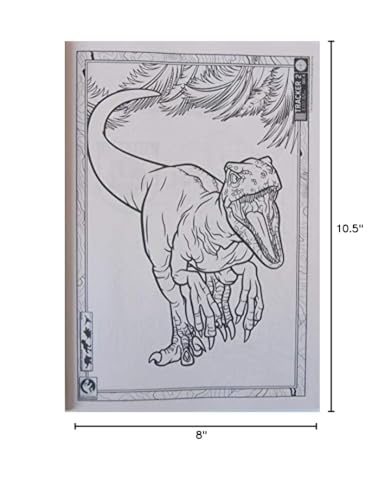 Bendon Jurassic World jumbo coloring book back cover showing sample prompts