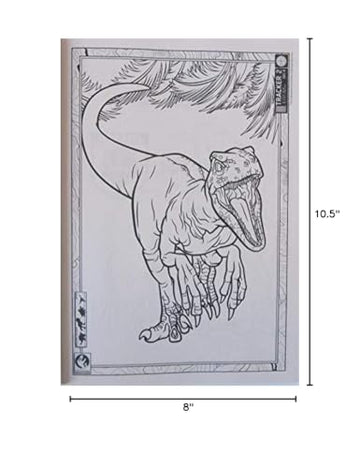 Bendon Jurassic World jumbo coloring book back cover showing sample prompts
