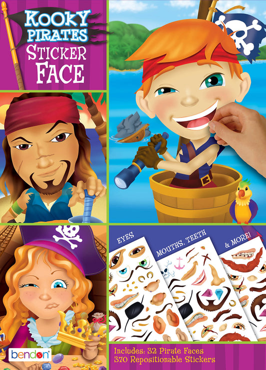 Bendon Kooky Pirates Create-a-Face sticker book front cover invites imaginative play.
