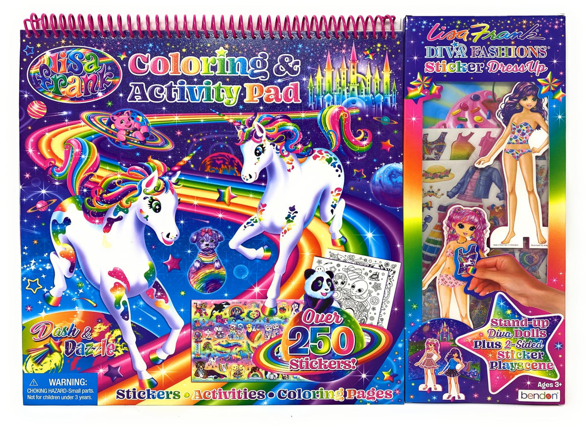 Bendon Lisa Frank coloring and activity pad cover highlights bright artwork for creativity