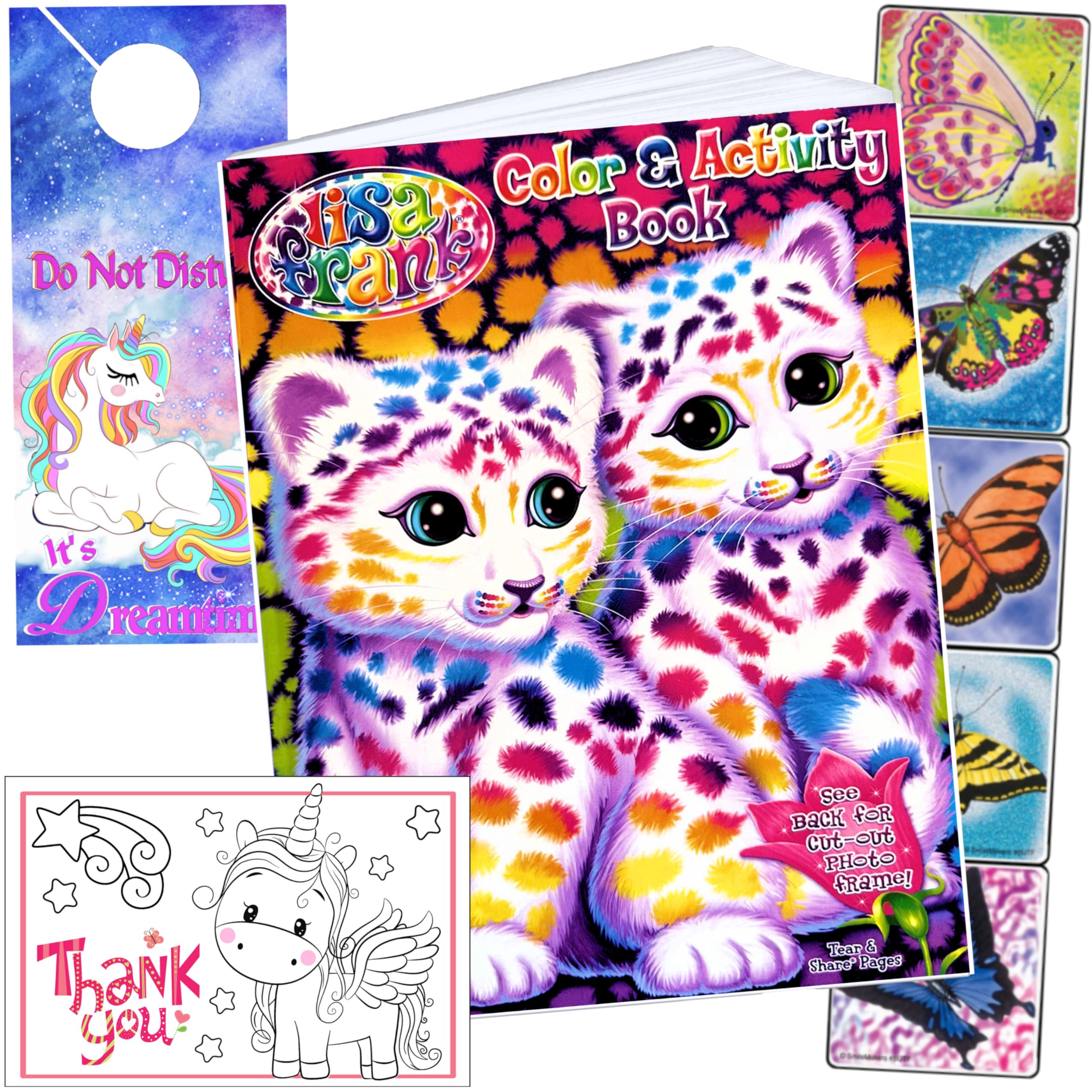 Bendon Lisa Frank coloring book cover with vibrant artwork for creative play