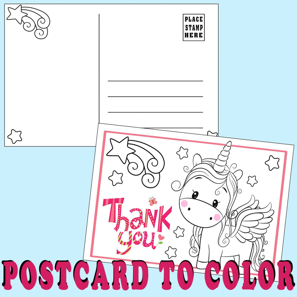 Bendon Lisa Frank two-sided postcard craft to color and mail