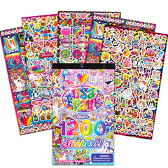 Close-up of vibrant Lisa Frank stickers for notebooks, ideal for decorating school supplies