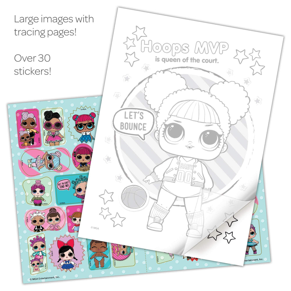 Bendon L.O.L. Surprise Color & Trace pages with bold lines are ideal for tracing.