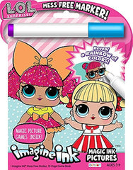 Bendon LOL Surprise Imagine Ink coloring book with mess-free markers for kid-friendly creativity.