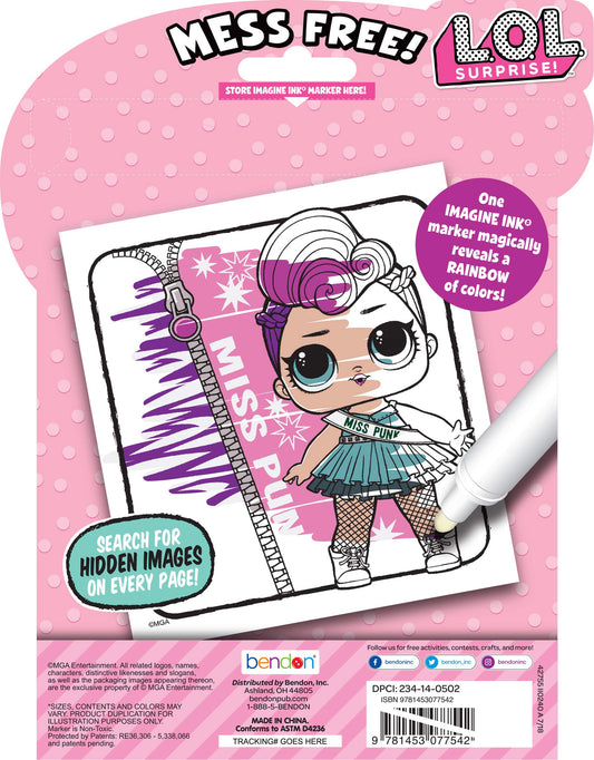 Bendon L.O.L. Surprise Imagine Ink interior page reveals rainbow colors with magic ink