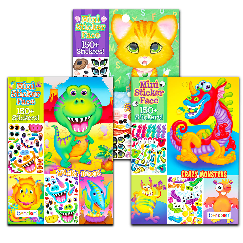 Bendon Make a Face Sticker Books dinosaur cover shows playful character ideas