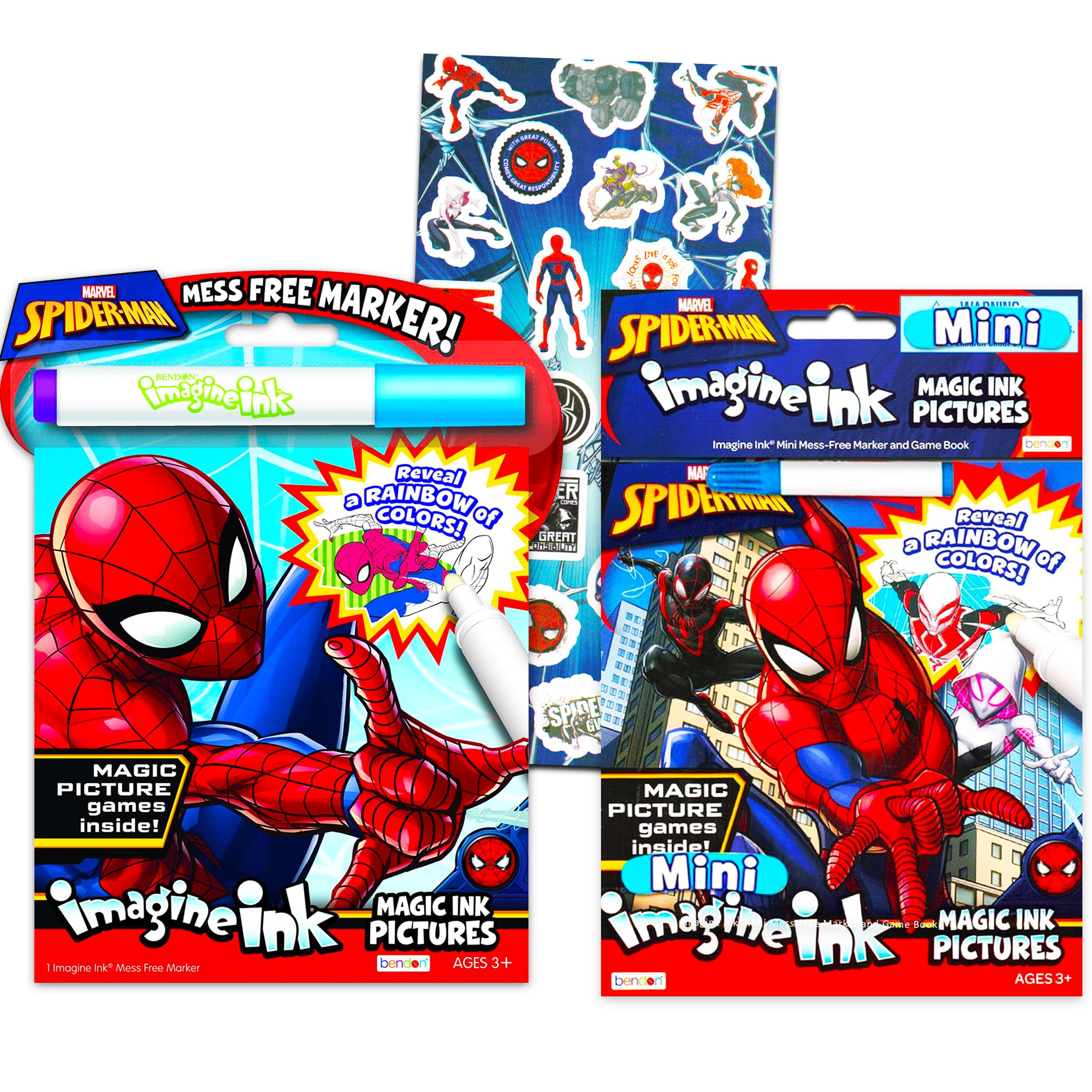 Bendon Marvel Spiderman Imagine Ink two-book set: kid-friendly mess-free coloring experience.