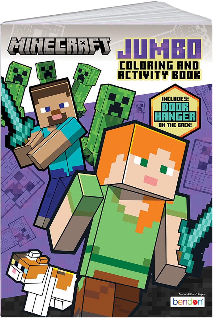 Bendon Minecraft coloring book cover featuring iconic blocks for creative downtime