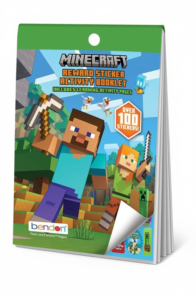 Bendon Minecraft coloring book cover showing iconic blocks for creative play.