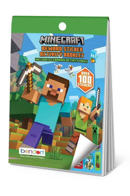 Bendon Minecraft coloring book cover showing iconic blocks for creative play.