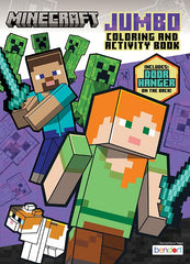 Bendon Minecraft coloring book page spread with pixel art for focused coloring sessions