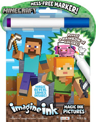 Bendon Minecraft Imagine Ink cover featuring official branding for mess-free coloring.