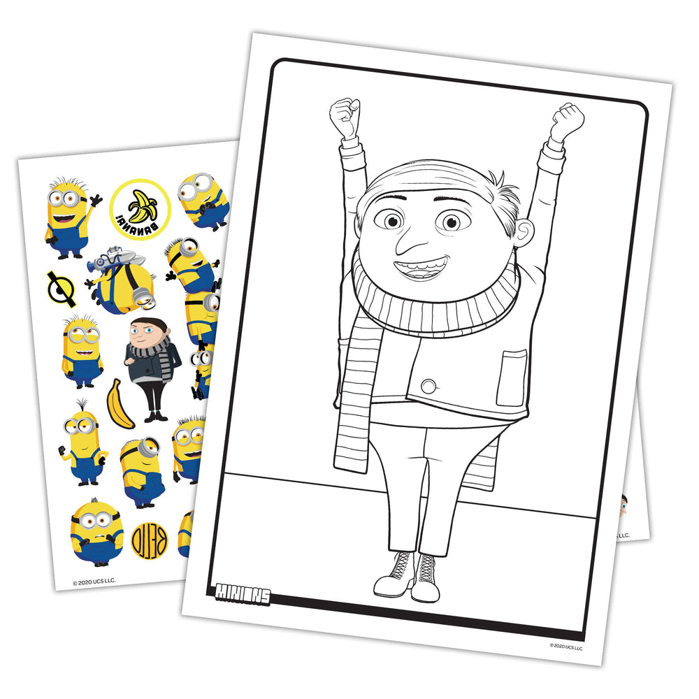 Bendon Minions Rise of Gru tattoos pages showcase temporary designs for creative dress-up