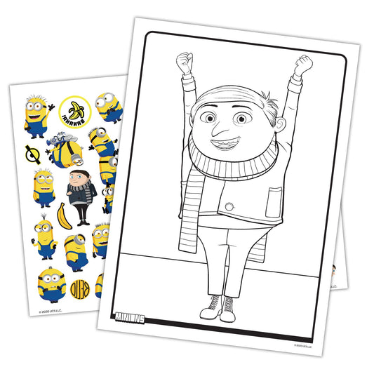 Bendon Minions Rise of Gru tattoos pages showcase temporary designs for creative dress-up