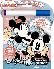 Bendon Minnie Mouse Imagine Ink cover featuring vintage and modern designs for mess-free coloring.