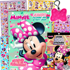 Close-up of Bendon Minnie Mouse sticker sheets with bright colors for crafts