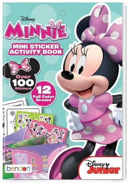 Bendon Minnie Mouse stickers pad cover closeup for on-the-go creativity