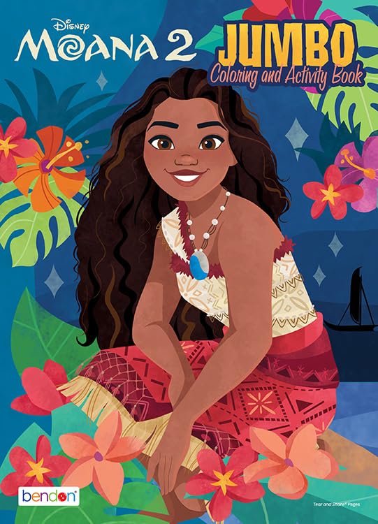 Bendon Moana jumbo coloring book cover with vibrant ocean artwork for travel fun
