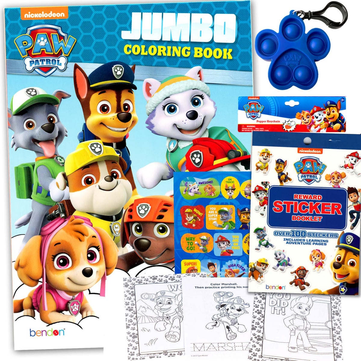 Bendon Paw Patrol coloring book cover with engaging scenes for kids' creativity.