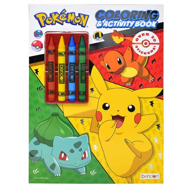 Bendon Pokémon coloring and activity book with crayons—fun, screen-free learning for kids