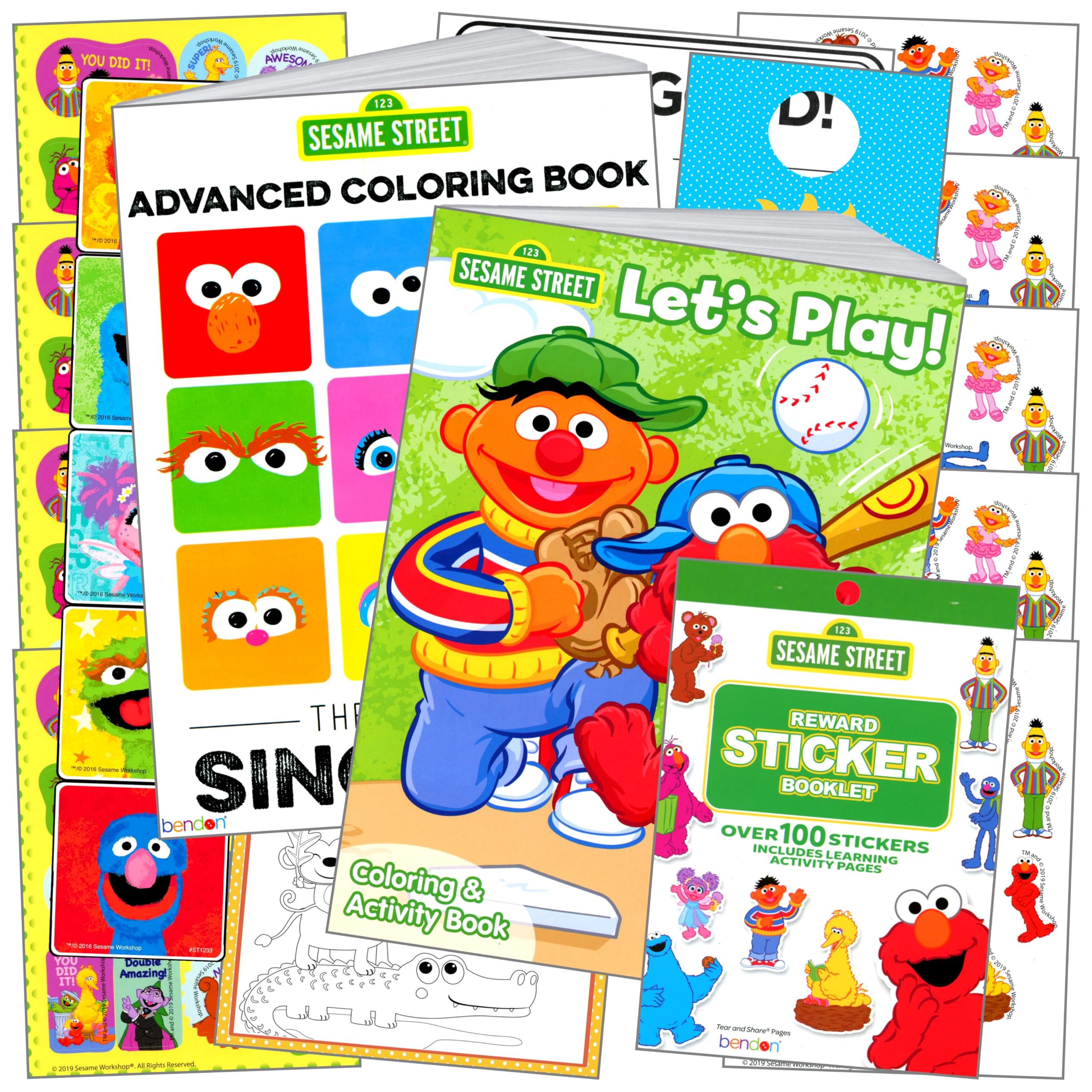 Bendon Sesame Street coloring books set with stickers for creative activity and learning fun