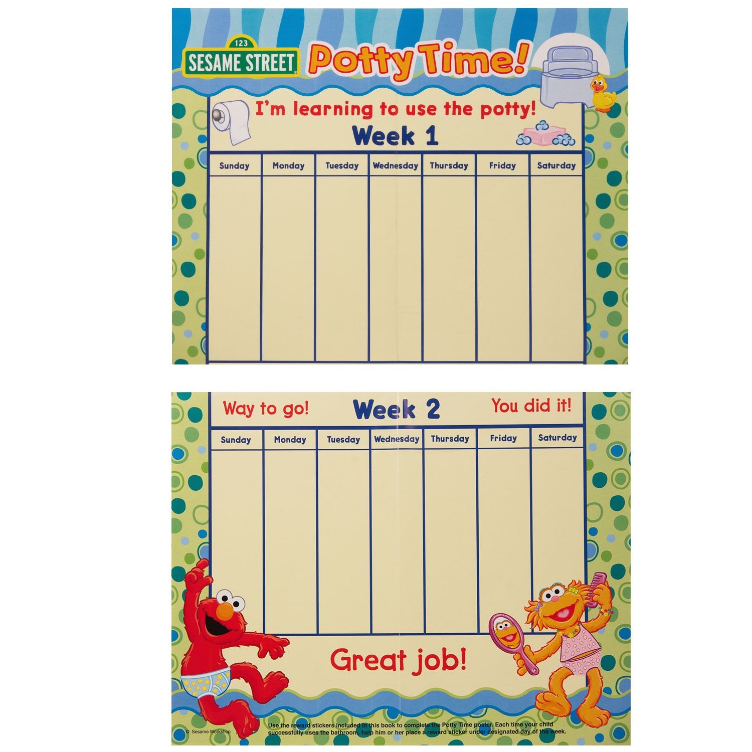 Bendon Sesame Street Potty Time chart helps track progress with fun characters.