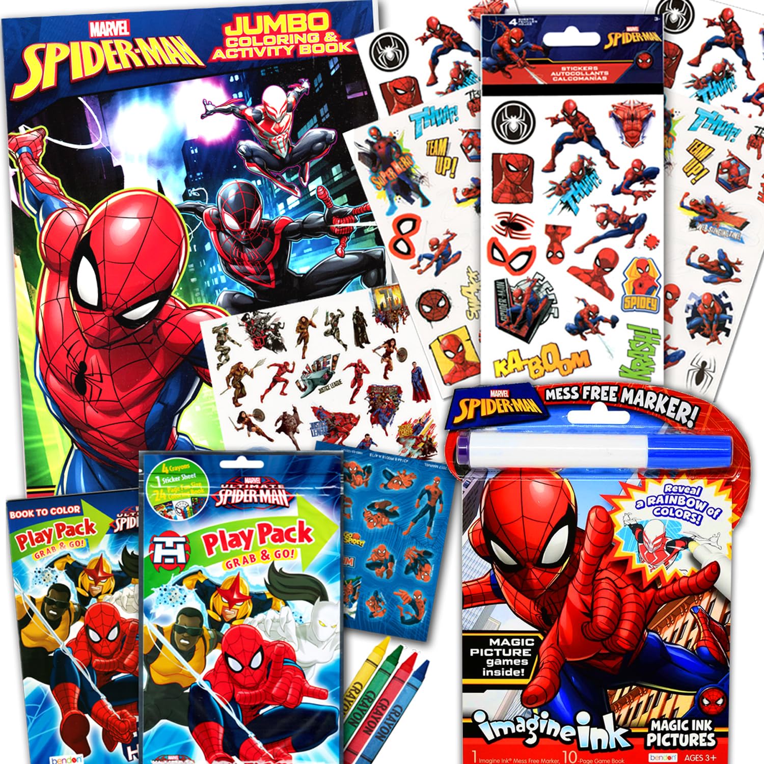 Bendon Spiderman Imagine Ink page for mess-free coloring fun
