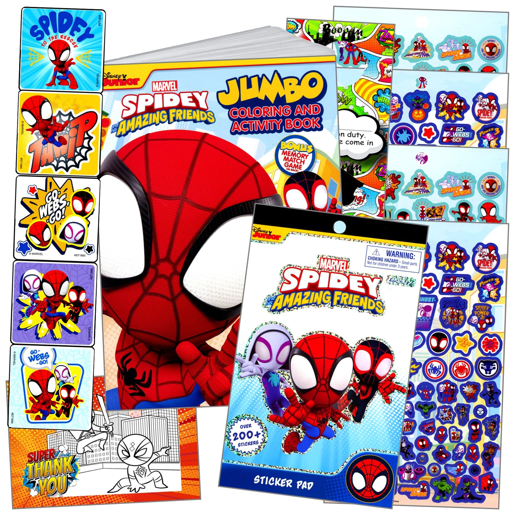 Bendon Spidey sticker sheet featuring Spidey and friends for kids' crafts and rewards
