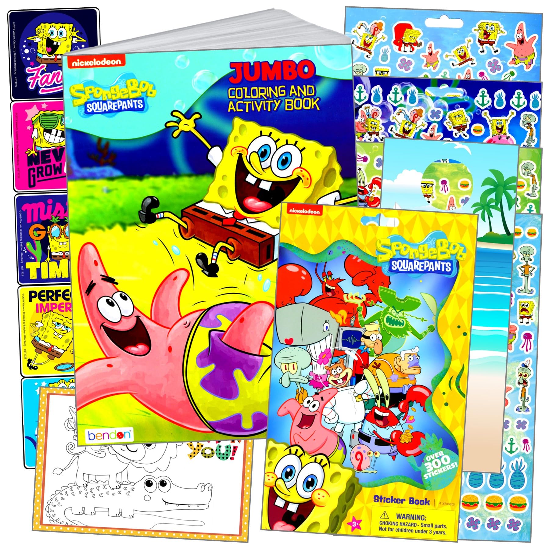 Bendon Spongebob coloring book cover with vibrant undersea scenes for creative play