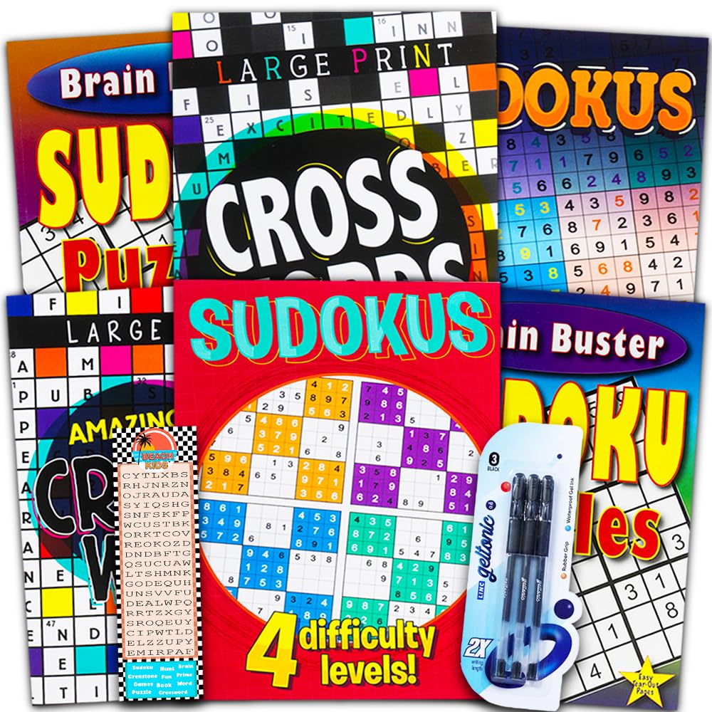 Bendon puzzle bundle cover with jumbo Sudoku and Crossword for adults and seniors.