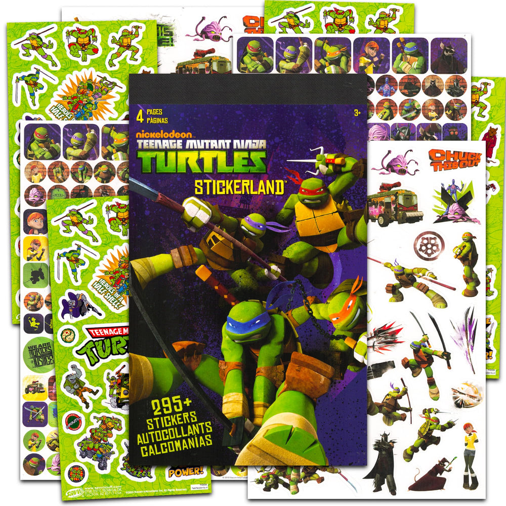Bendon TMNT stickers collection featuring eight sheets with turtles and action phrases.