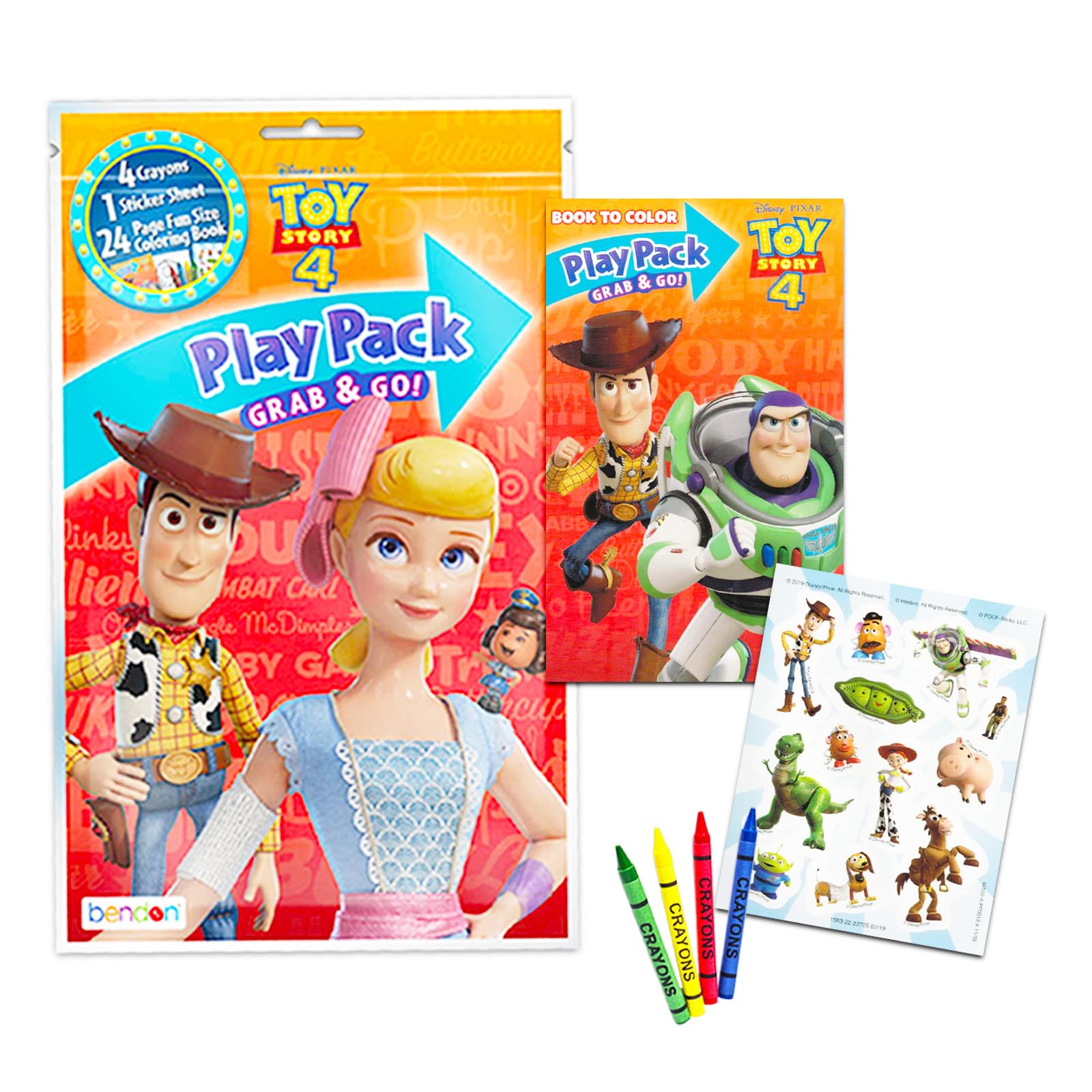 Bendon Toy Story coloring books and stickers inside each pack for kids' creativity