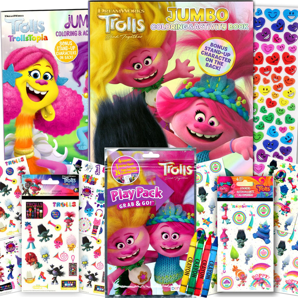 Bendon Trolls coloring book front cover for kids' creative play