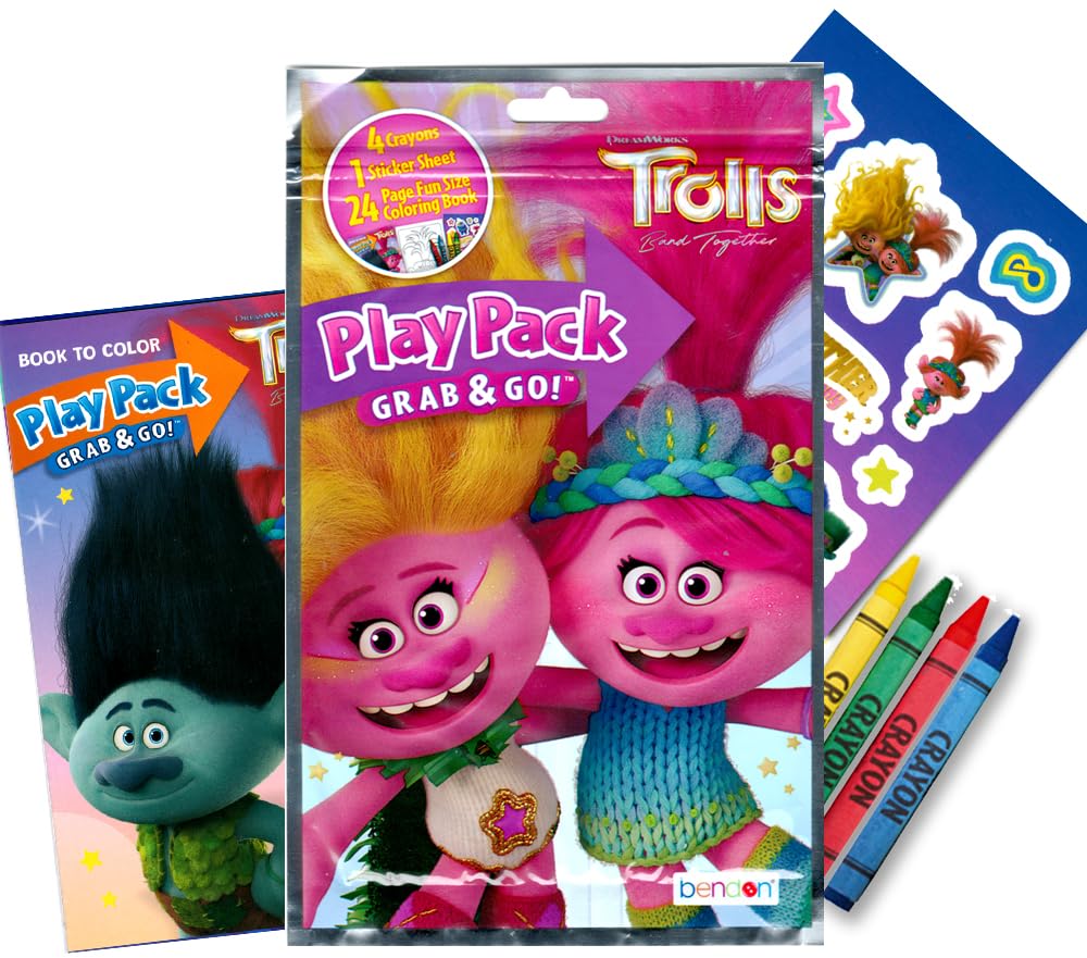 Bendon Trolls World Tour sticker sheet with vibrant characters