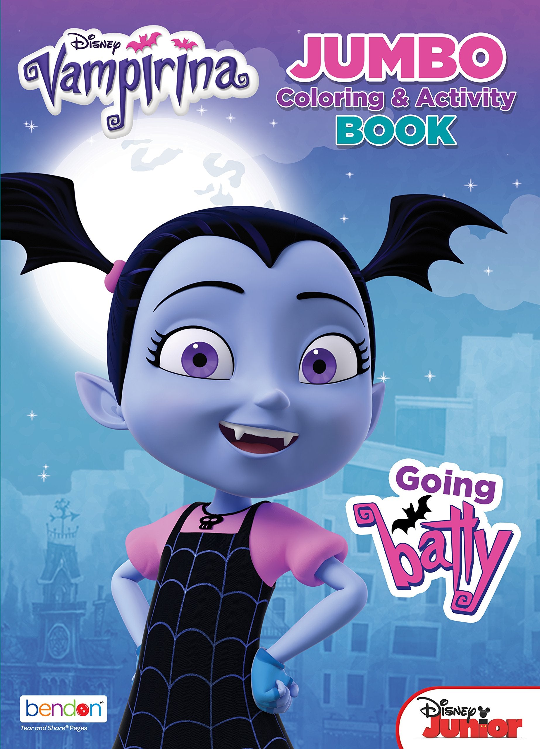 Bendon Vampirina jumbo coloring book cover featuring characters for creative play.