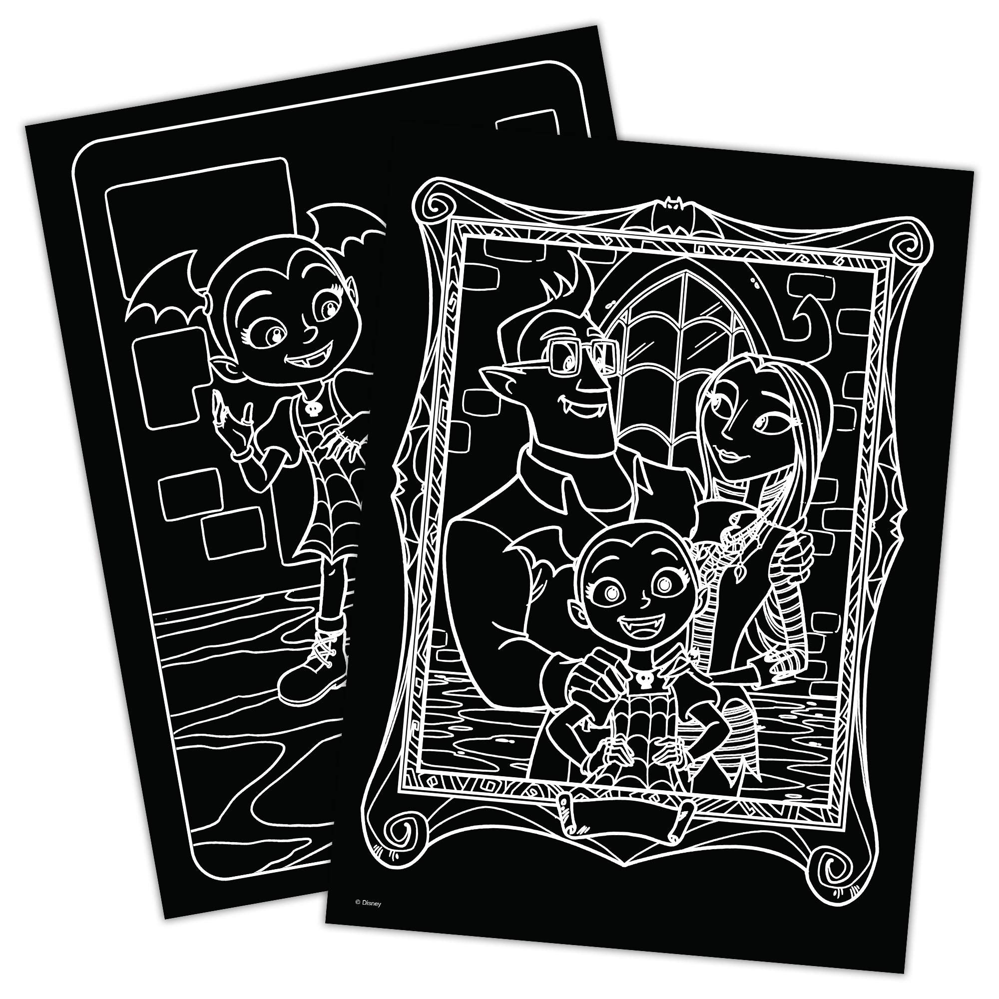Bendon Vampirina neon crayons pack against dark pages for bold art on black paper.